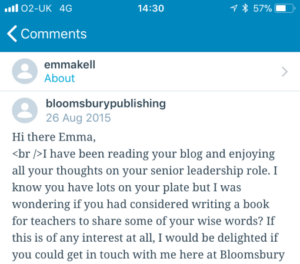 Email to Emma from Bloomsbury Publishing